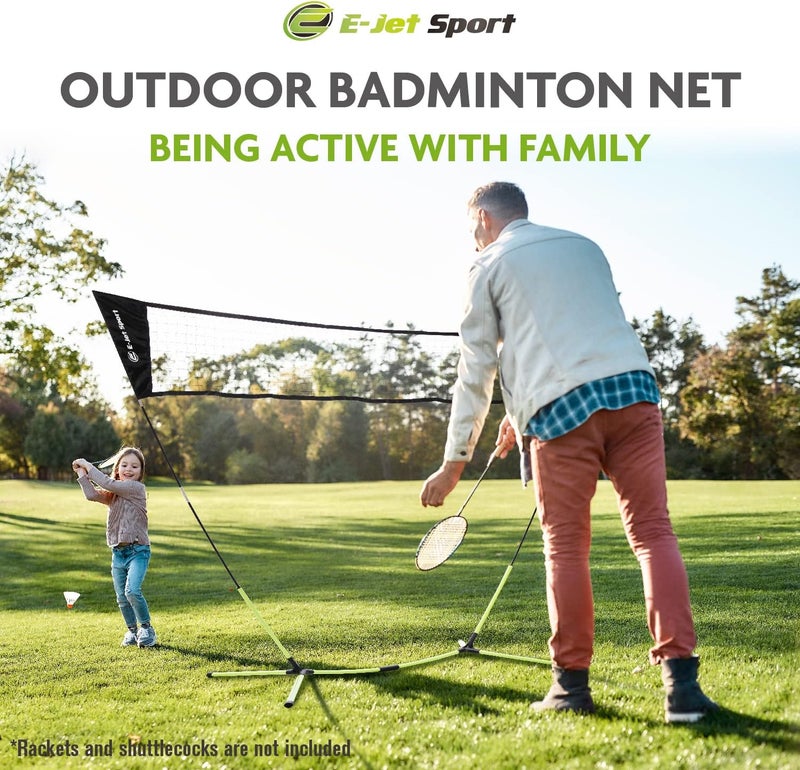 E-Jet Badminton Net, Portable & Instant Setup (Tool Free Assembly) - Backyard Fun, Beach Park Picnic Outdoor Games, Green, 5.1 x 7.8Ft, (EOB72640) - Image 2